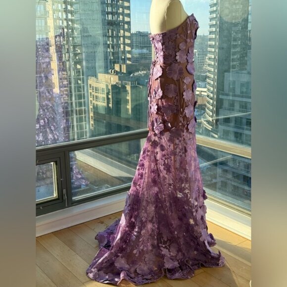🆕 BRONX & BANCO 🧿 NWOT Jasmine Floral-Appliqued Gown, Lilac - Sz M US 6 - Picture 6 of 16